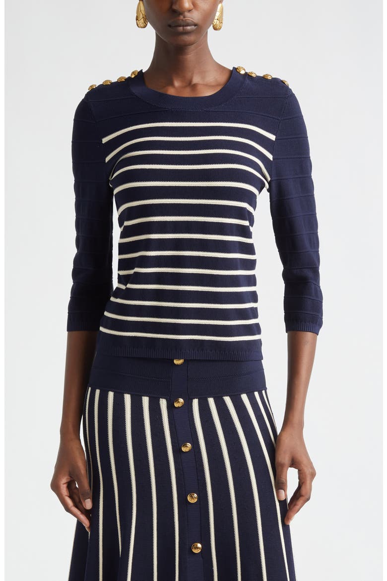 Kindred Spirit Luna Stripe Sweater, Main, color, NAVY/ CREAM