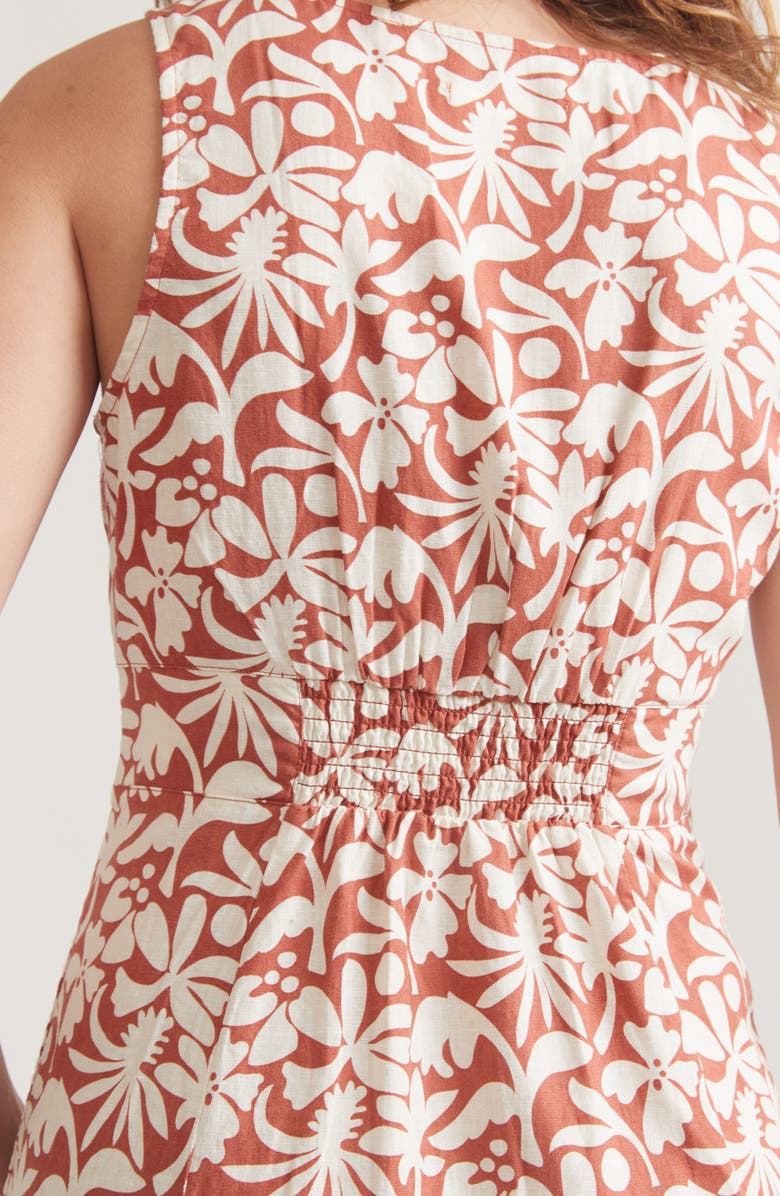 Marine Layer Camila Floral Sleeveless Hemp Blend Maxi Dress, Alternate, color, Auburn