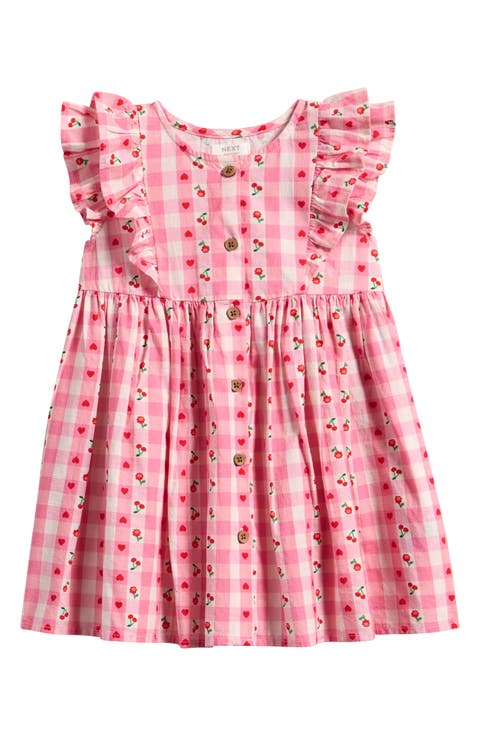 Kids' Gingham Floral Frill Dress (Baby, Toddler & Little Kid)