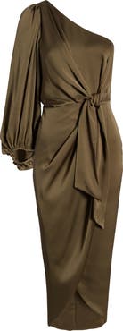 Shona Joy Luxe Tie Front One-Shoulder Gown