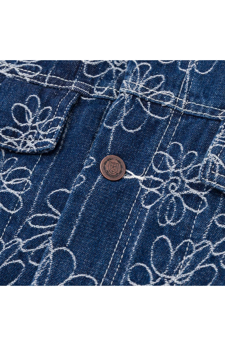 HONOR THE GIFT Floral Embroidery Denim Trucker Jacket, Alternate, color,