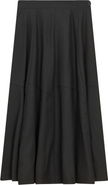 Faves Crepe Asymmetrical Side Zip Midi Skirt