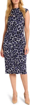 NIC+ZOE Geometric Pebble Ruched Jersey Sheath Dress
