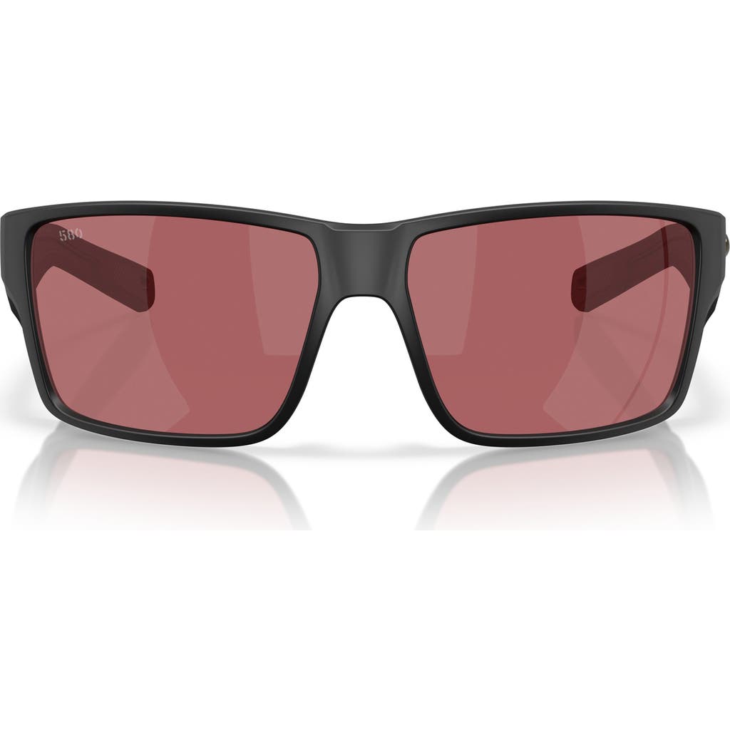 Costa Del Mar Jose Pro 62mm Polarized Rectangular Sunglasses In Matte Black/rose