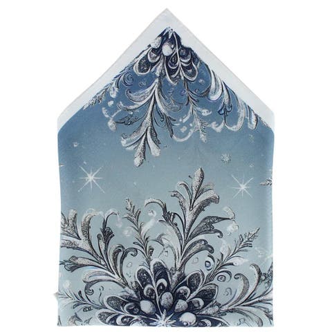 Clarence The Classy Snowflake Silk Holiday 12x12 Pocket Square