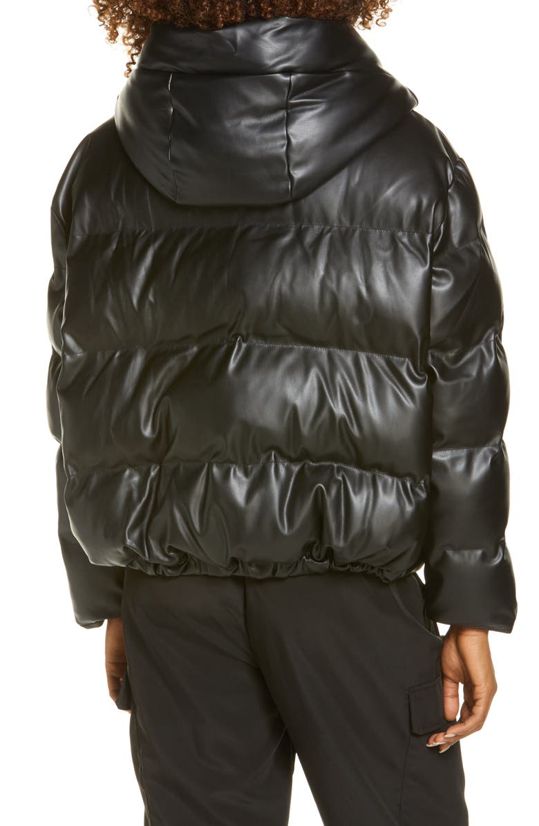 BY.DYLN Austin Faux Leather Hooded Puffer Jacket, Alternate, color, 