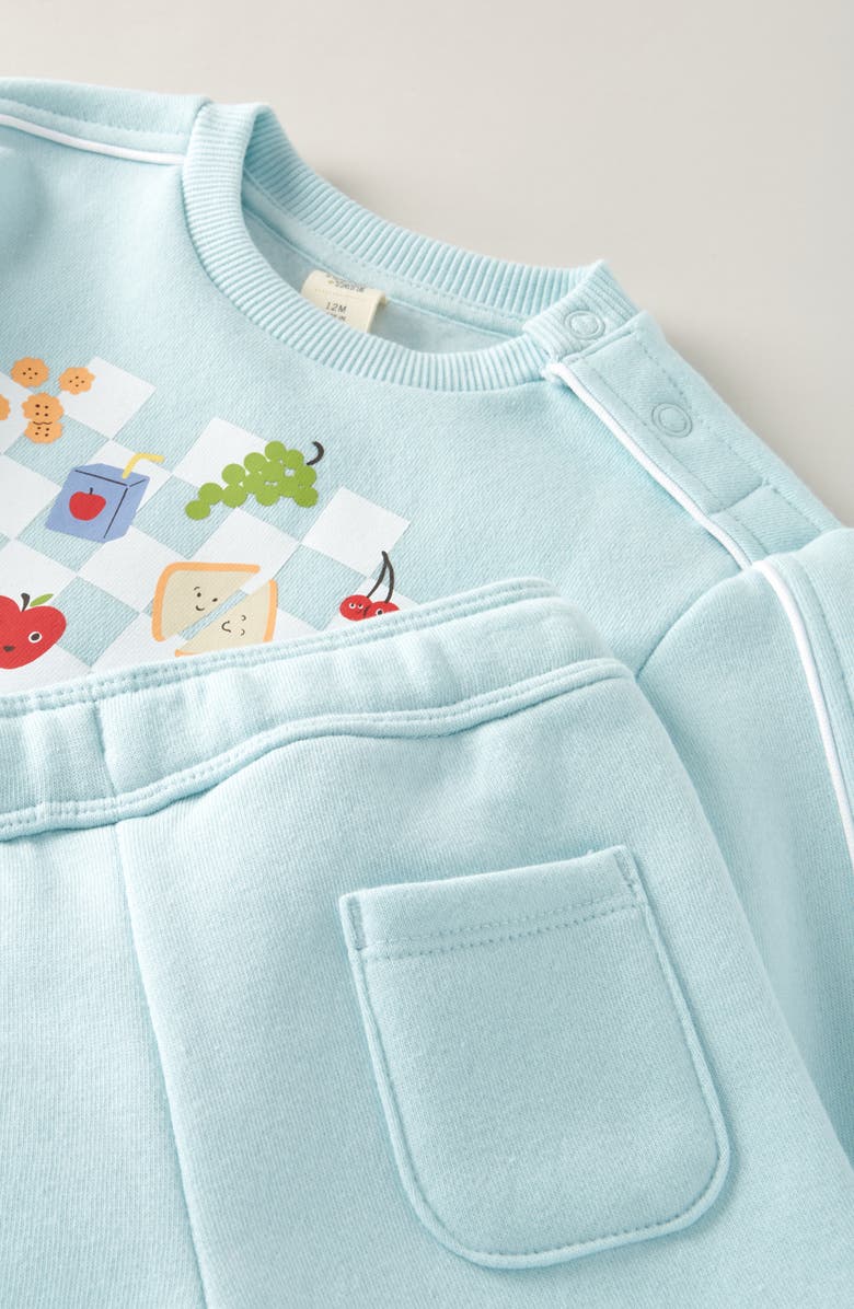 Tucker + Tate Fleece Graphic Sweatshirt & Shorts Set, Alternate, color, Blue Picnic Snacks- Blue
