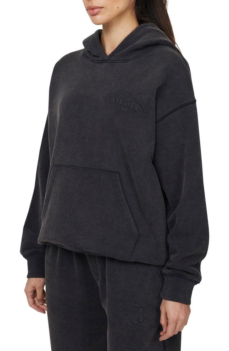 Good For Nothing Float Washed  Relaxed Pullover Hoodie, Alternate, color, Black