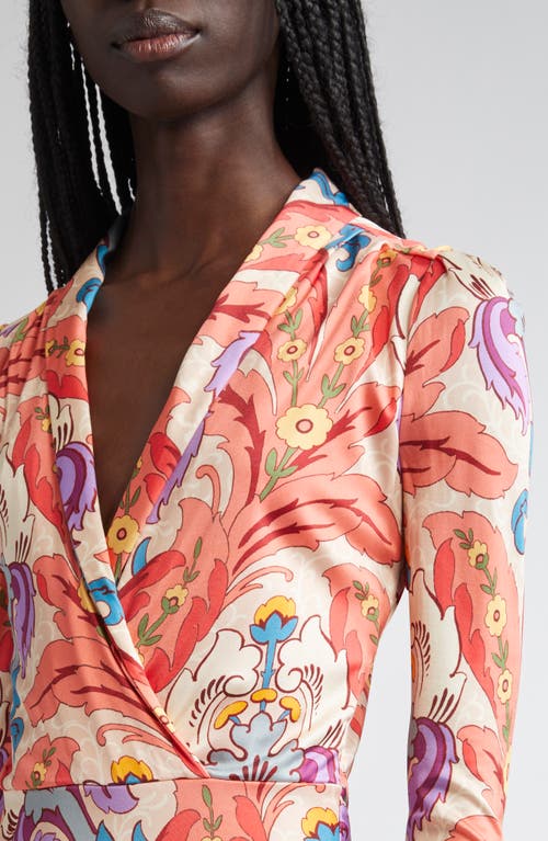 Etro Paisley Print Long Sleeve Jersey Midi Dress In Brown