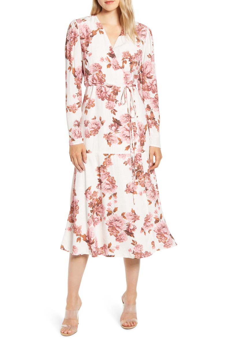 Rachel Parcell Long Sleeve Wrap Midi Dress, Alternate, color,