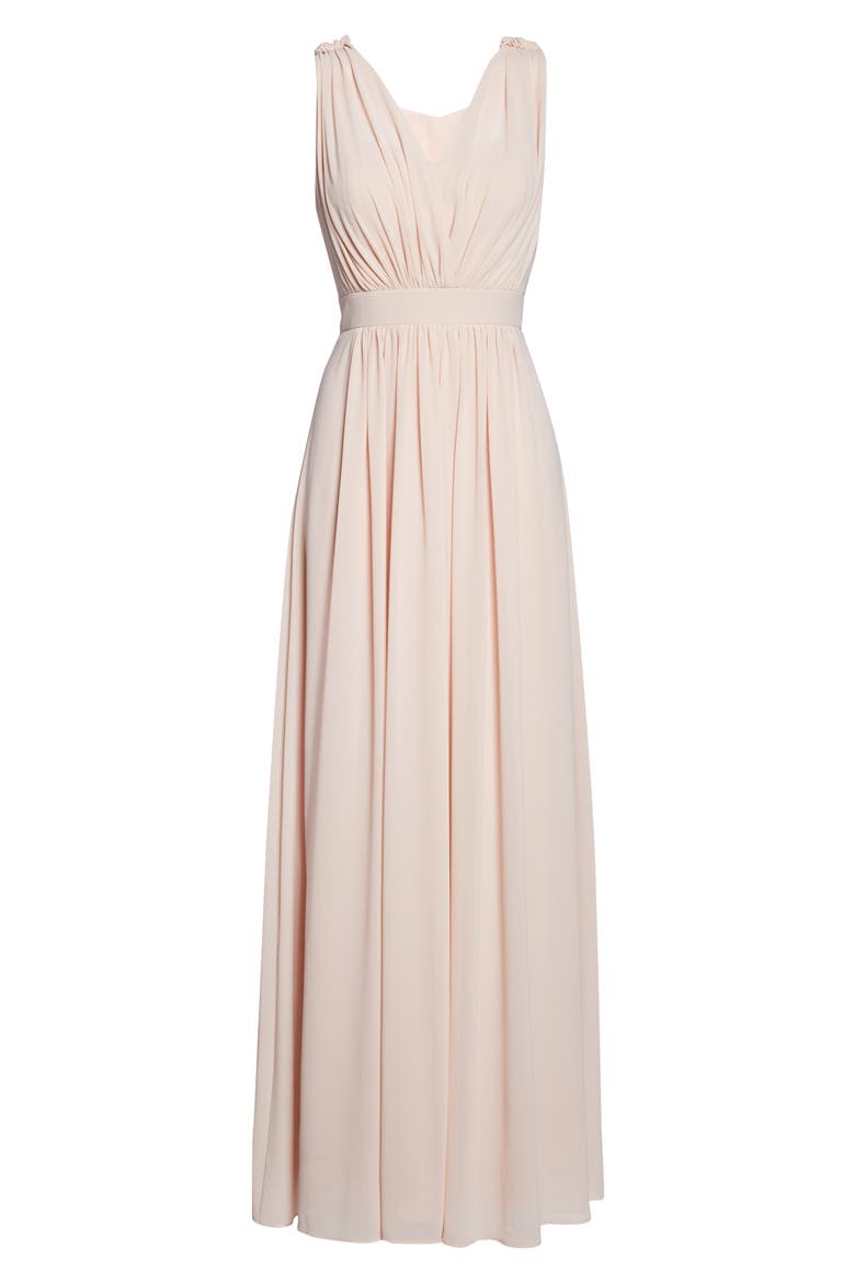 Pleat Chiffon Gown, Alternate, color, BLUSH