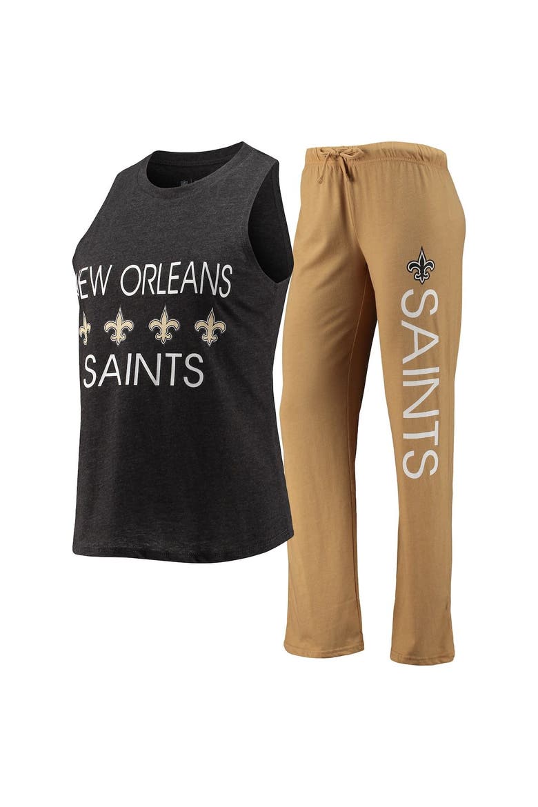 Women's Concepts Sport Black New Orleans Saints Muscle Tank Top & Pants Sleep Set, Main, color, Black