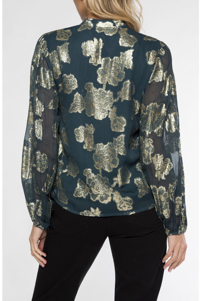 Alexandria Metallic Floral Top, Alternate, color, DEEP TEAL