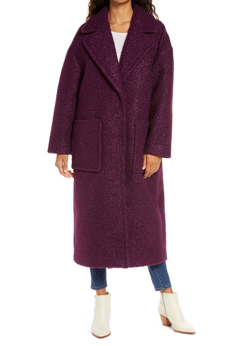Hattie Long Faux Fur Coat, Alternate, color, EGGPLANT