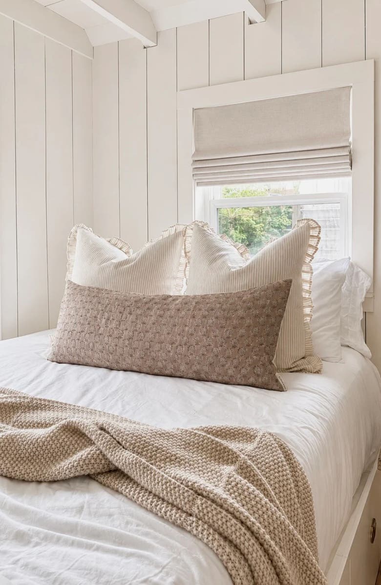 Linen & James Rosie | Soft Blush Floral Handblock Pillow Cover, Alternate, color,