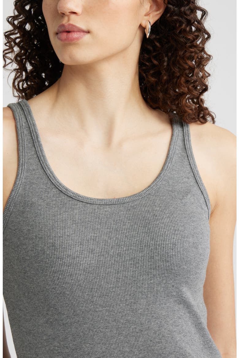 Rib Scoop Neck Cotton Tank, Alternate, color, GREY DARK HEATHER