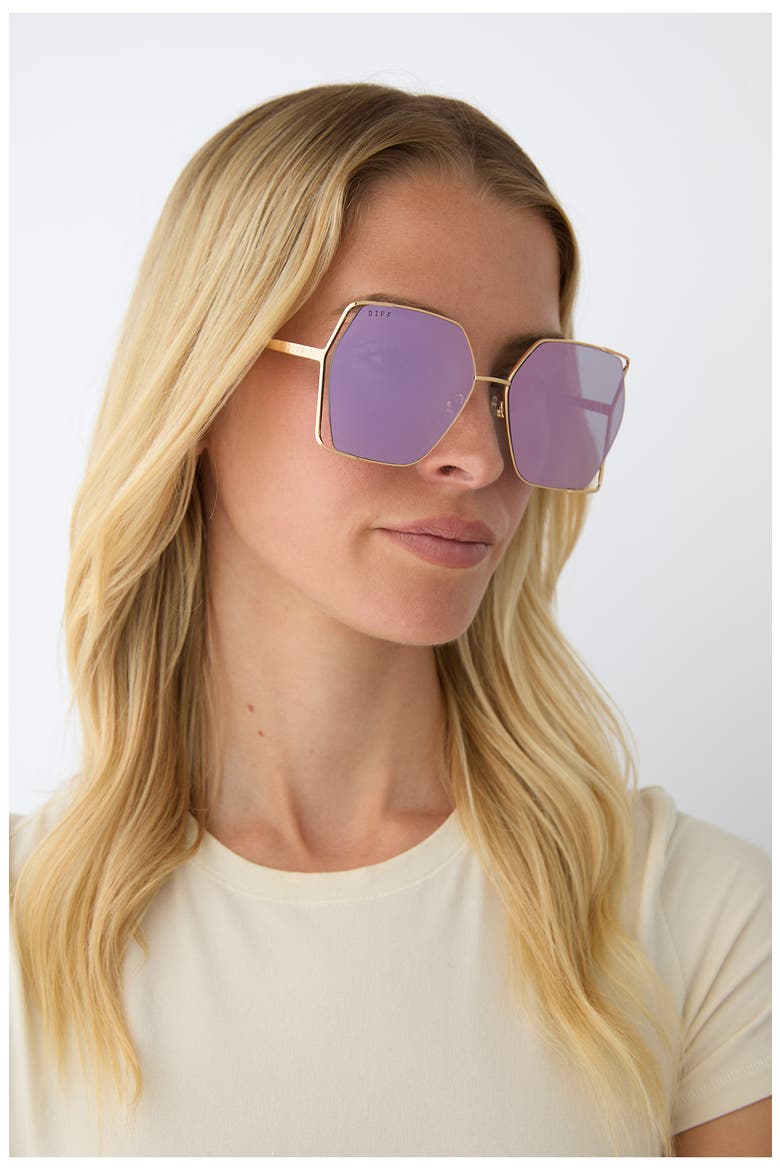 Donna IV 61mm Gradient Square Sunglasses, Alternate, color, TAUPE MIRROR