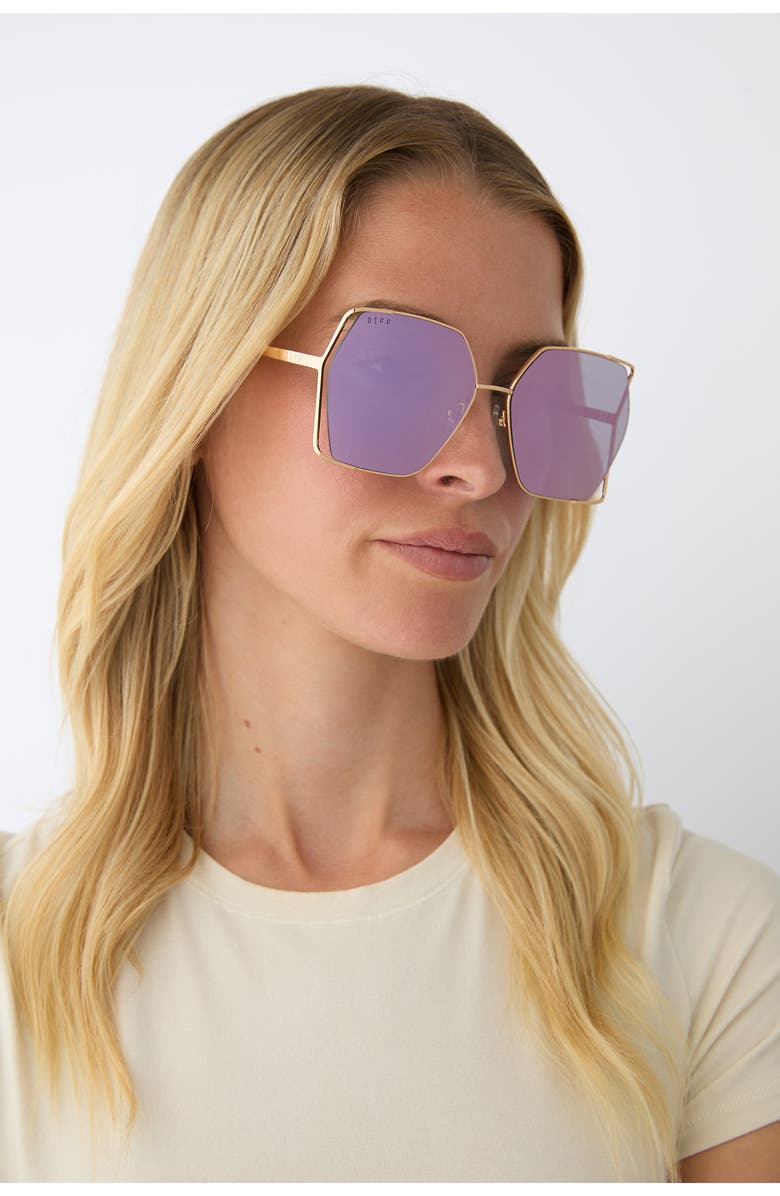 DIFF Donna IV 61mm Gradient Square Sunglasses, Alternate, color, Taupe Mirror