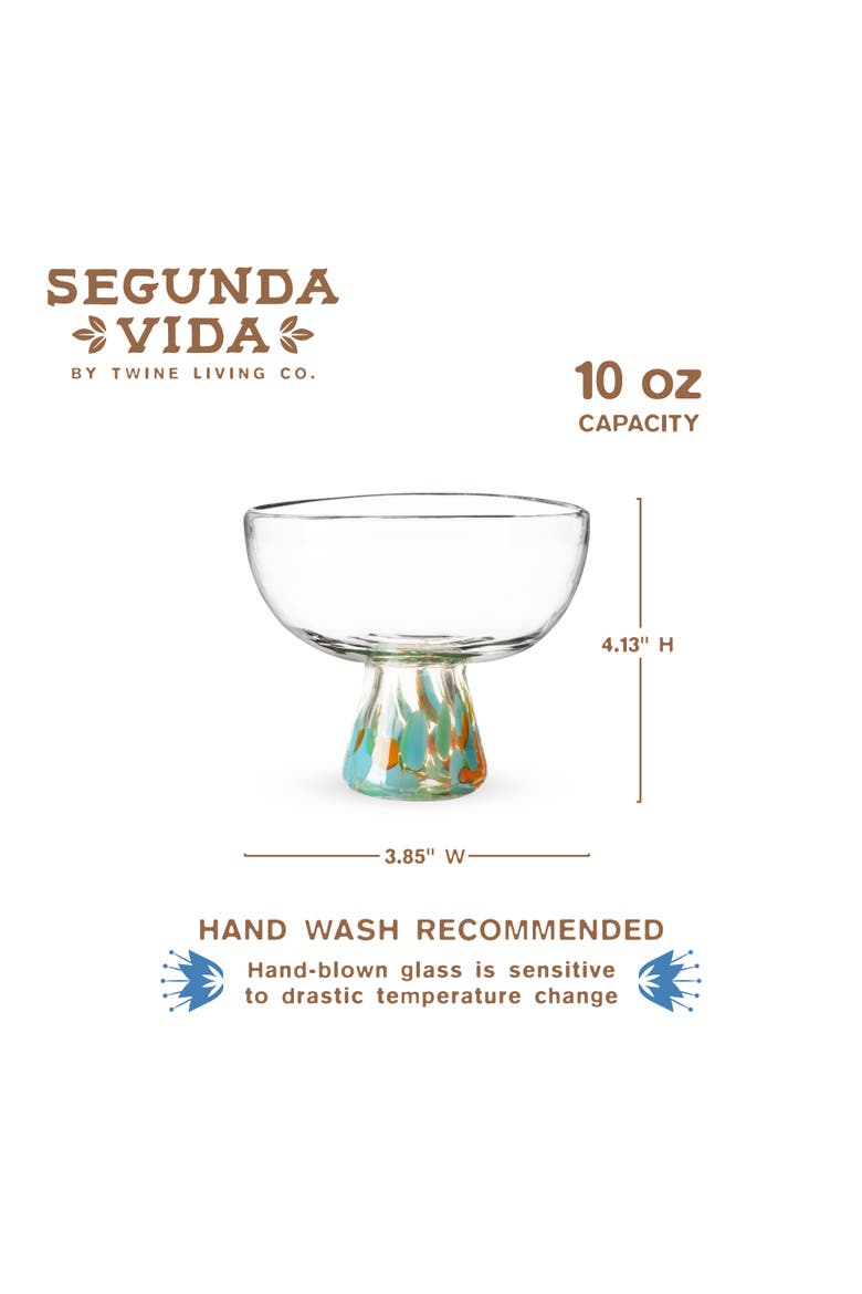 Segunda Vida Viajar Margarita Glasses Set of 2, Alternate, color, Clear