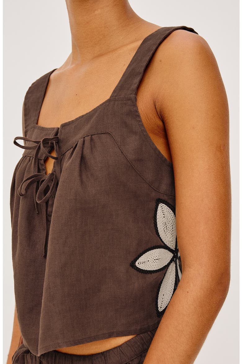 Calais Embroidered Crop Tank, Alternate, color, COCOA FLORAL EMBROIDERY