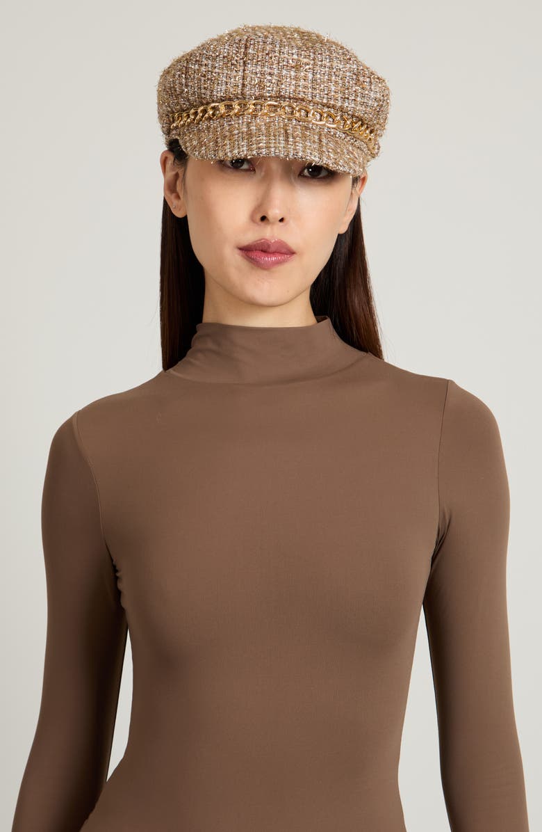 Eugenia Kim Marina Chain Trim Cap, Alternate, color, Camel/ Gold