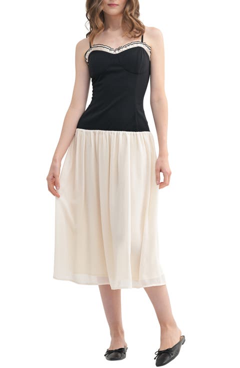 Colorblock Ruffle Midi Dress