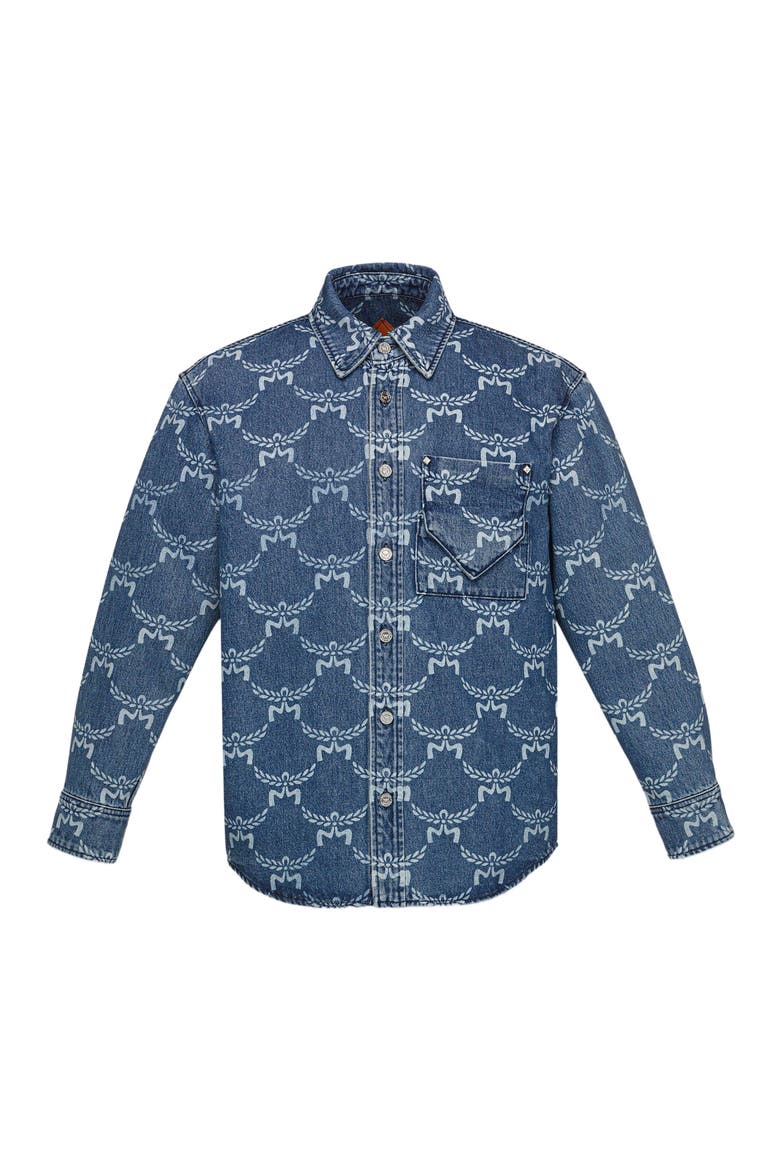 Lauretos Monogram Denim Shirt, Alternate, color, Indigo