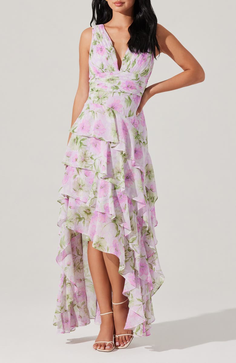 ASTR the Label Cytherea Floral High-Low Dress, Main, color, Lavender Floral