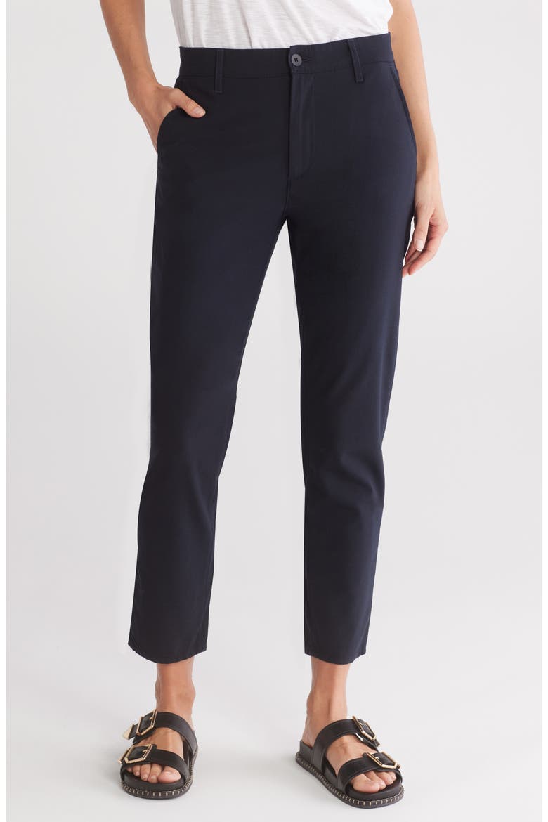 Caden High Waist Stretch Crop Slim Straight Leg Pants, Main, color, NAVY