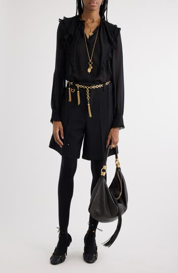 Chloé Ruffle Collar Georgette Top | Nordstrom