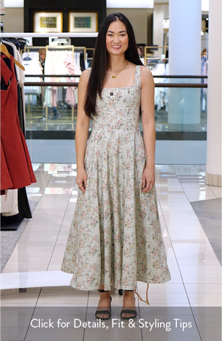 Mariabella Lace-Up Stretch Cotton Midi Dress, sales video thumbnail