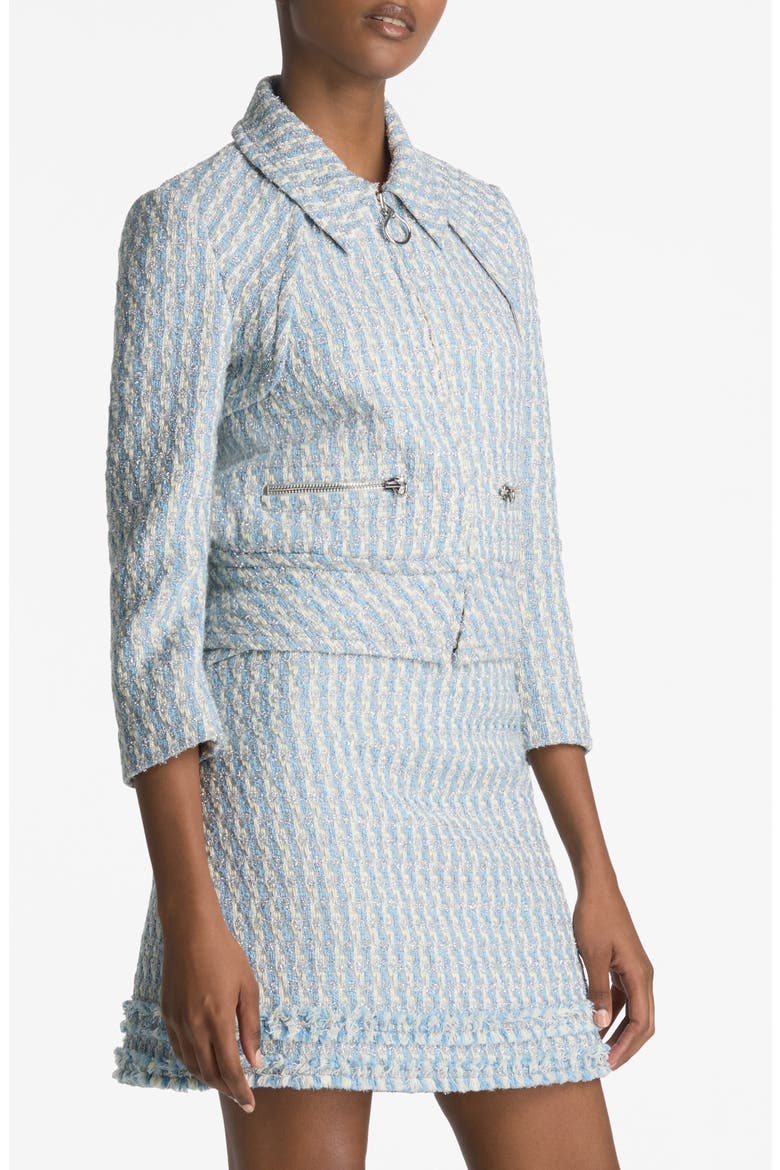 Metallic Tweed Zip-Up Jacket, Alternate, color, POWDER BLUE/ WHITE MULTI
