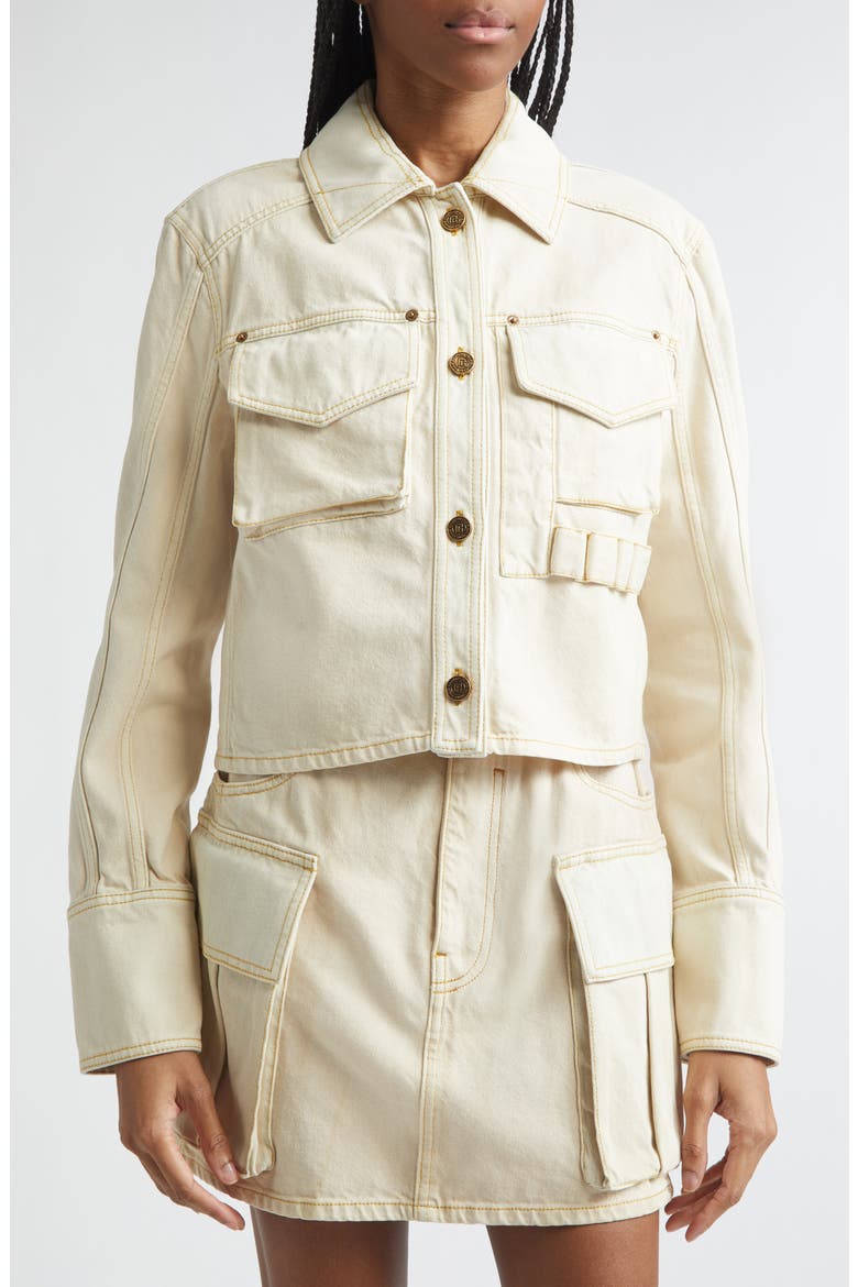 Faded Denim Jacket, Alternate, color, IVORY/ BLUE MULTI