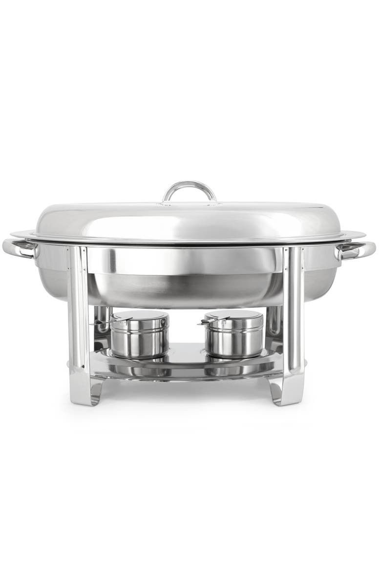 Megachef 5.8 Quart Stainless Steel Oval Professional Chafing Dish/Food Warmer/Buffet Server Serving Dish, Alternate, color, Silver