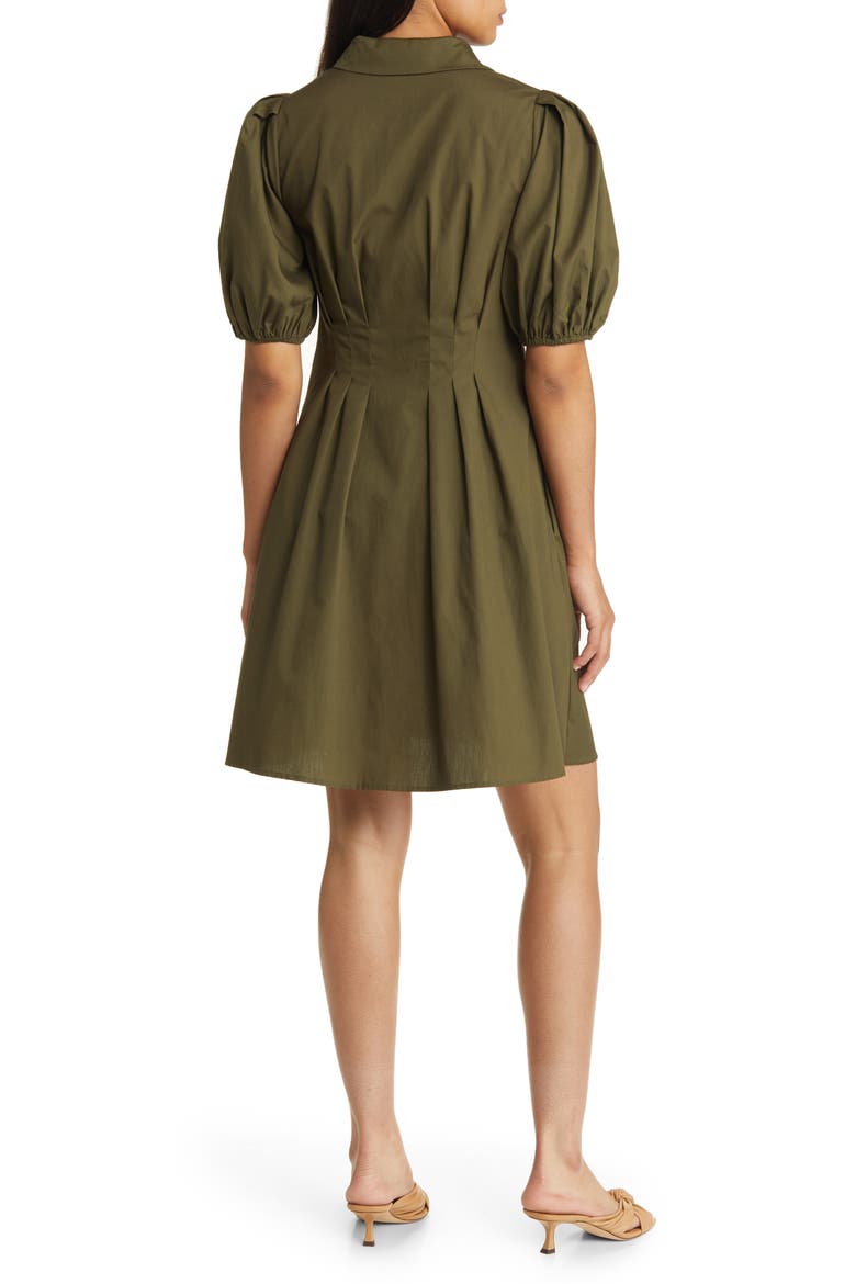 Puff Sleeve Cotton Shirtdress, Alternate, color, OLIVE