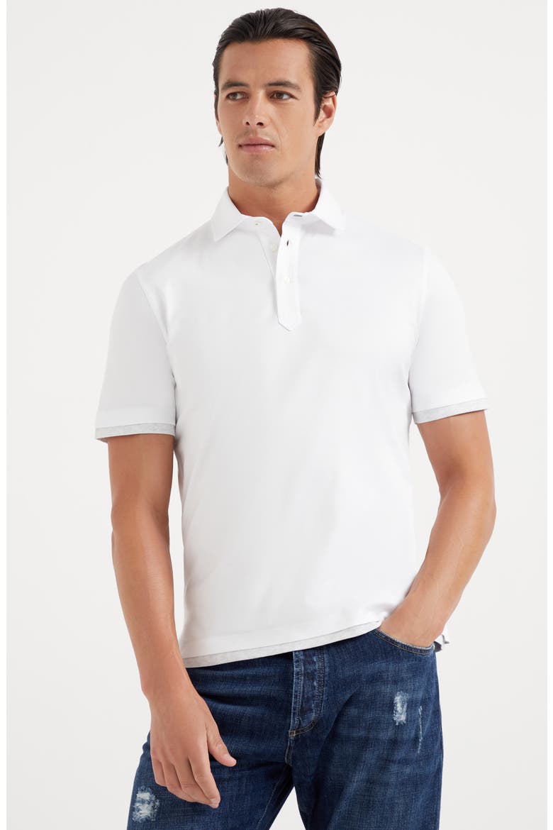 Polo with faux-layering, Alternate, color, White