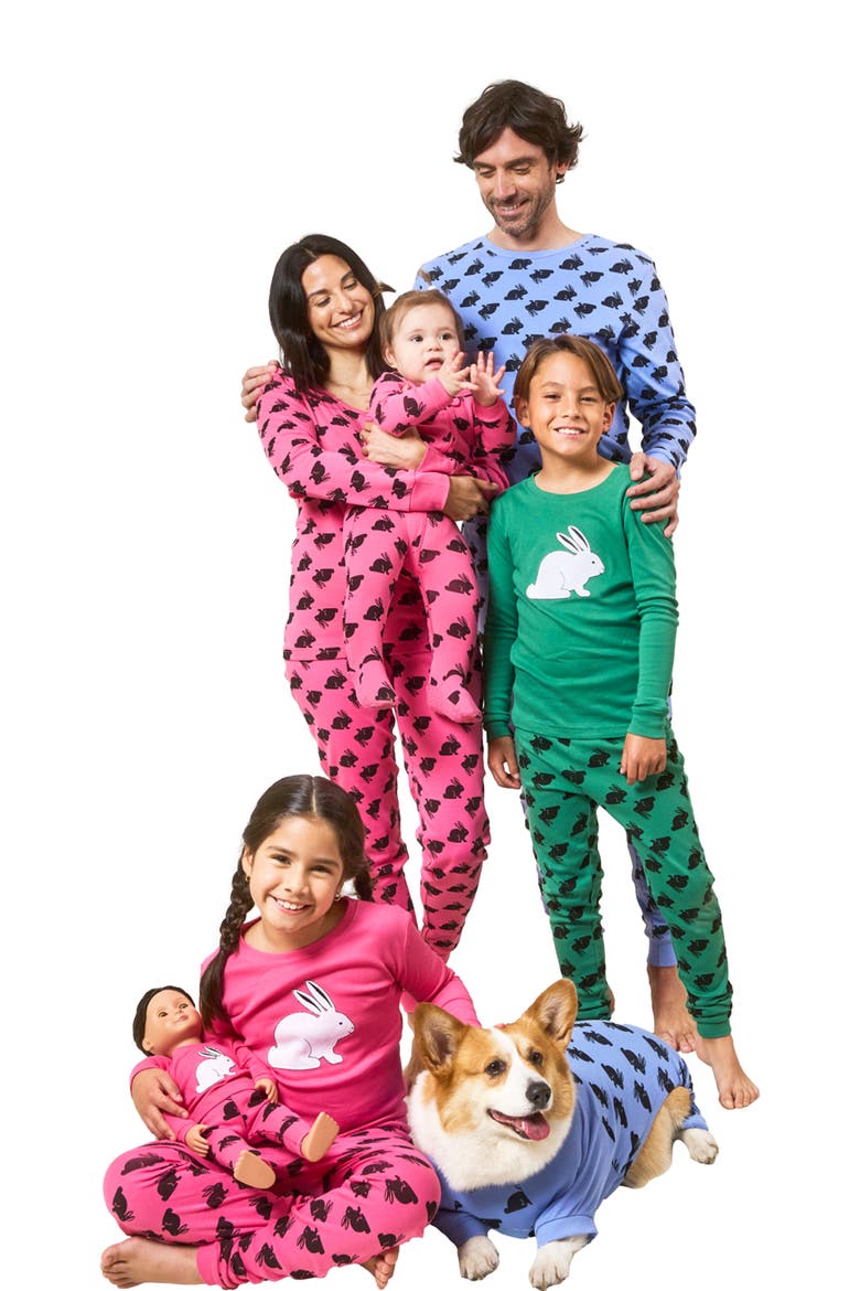 Dog Cotton Easter Matching Family Holiday Pajamas, Bunny Prints, Alternate, color, Bunny Pink