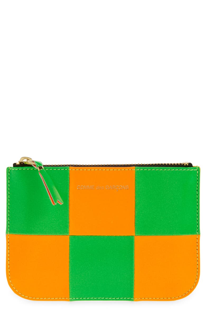 Comme des Garçons Wallets Small Fluo Squares Leather Pouch, Main, color,