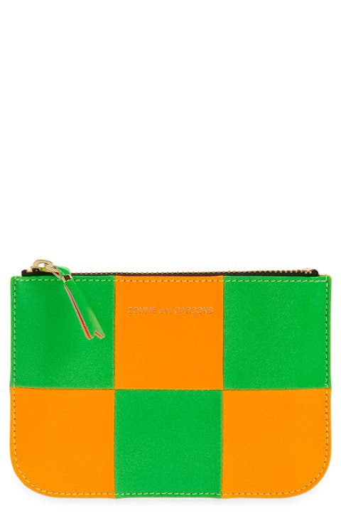 Small Fluo Squares Leather Pouch