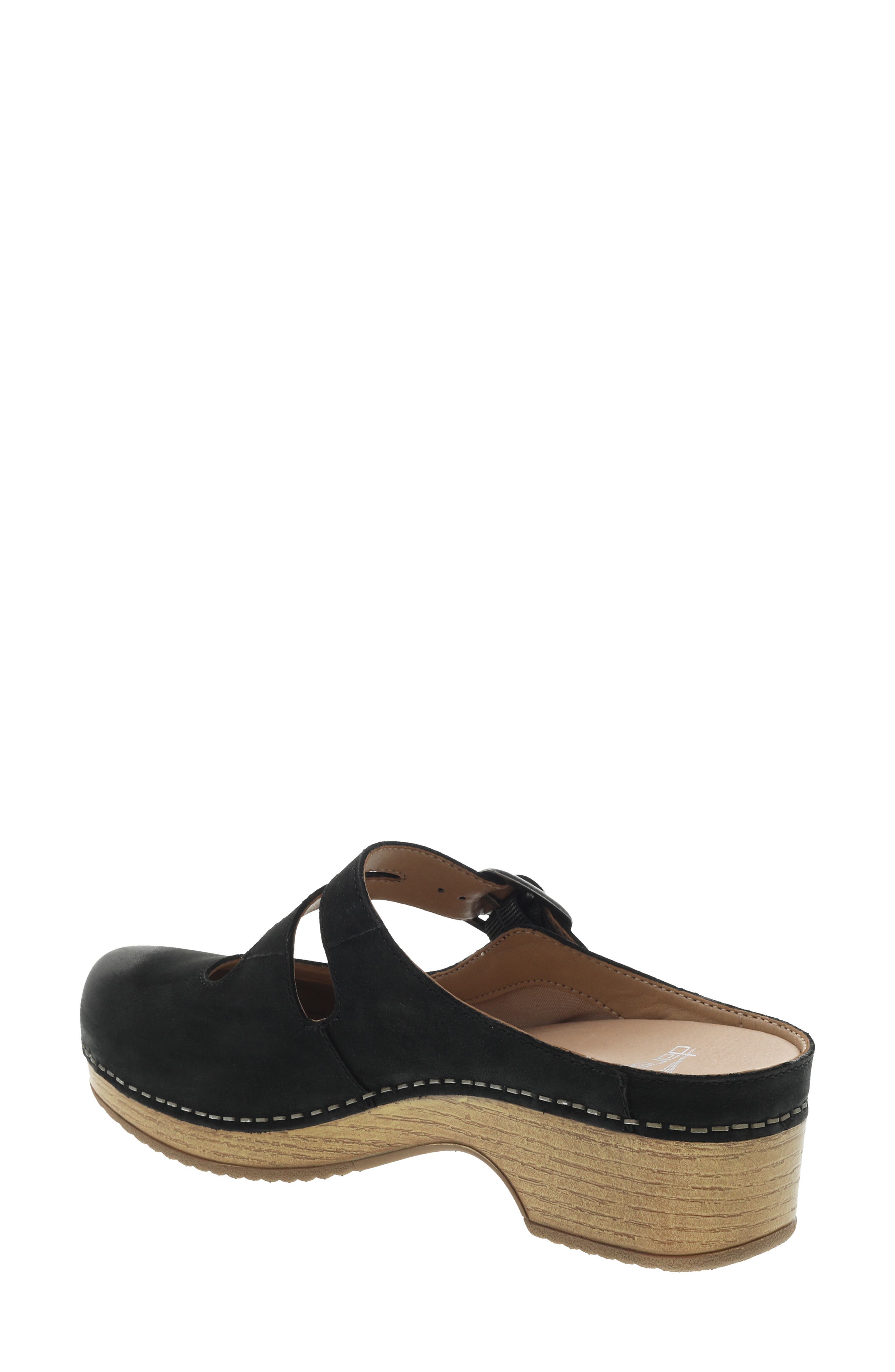Britney Buckle Clog, Alternate, color, BLACK NUBUCK LEATHER