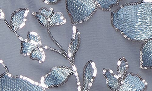 Alex Evenings Sequin Embroidered Floral Cocktail Dress In Blue