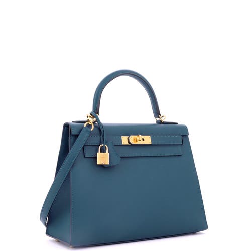 Pre-owned Hermes Hermes Kelly Handbag Blue Epsom With Gold Hardware 28 In Blue