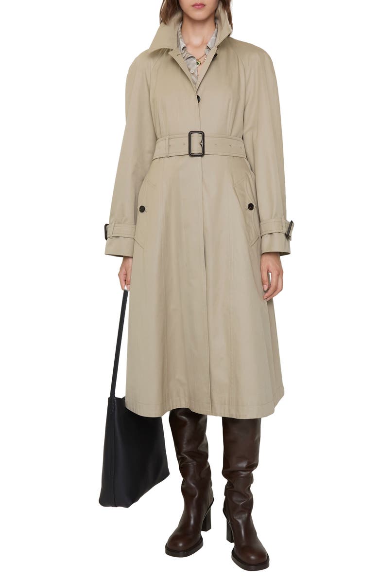 Burberry Ellingham Water Resistant Gabardine A-Line Trench Coat, Alternate, color, Quill
