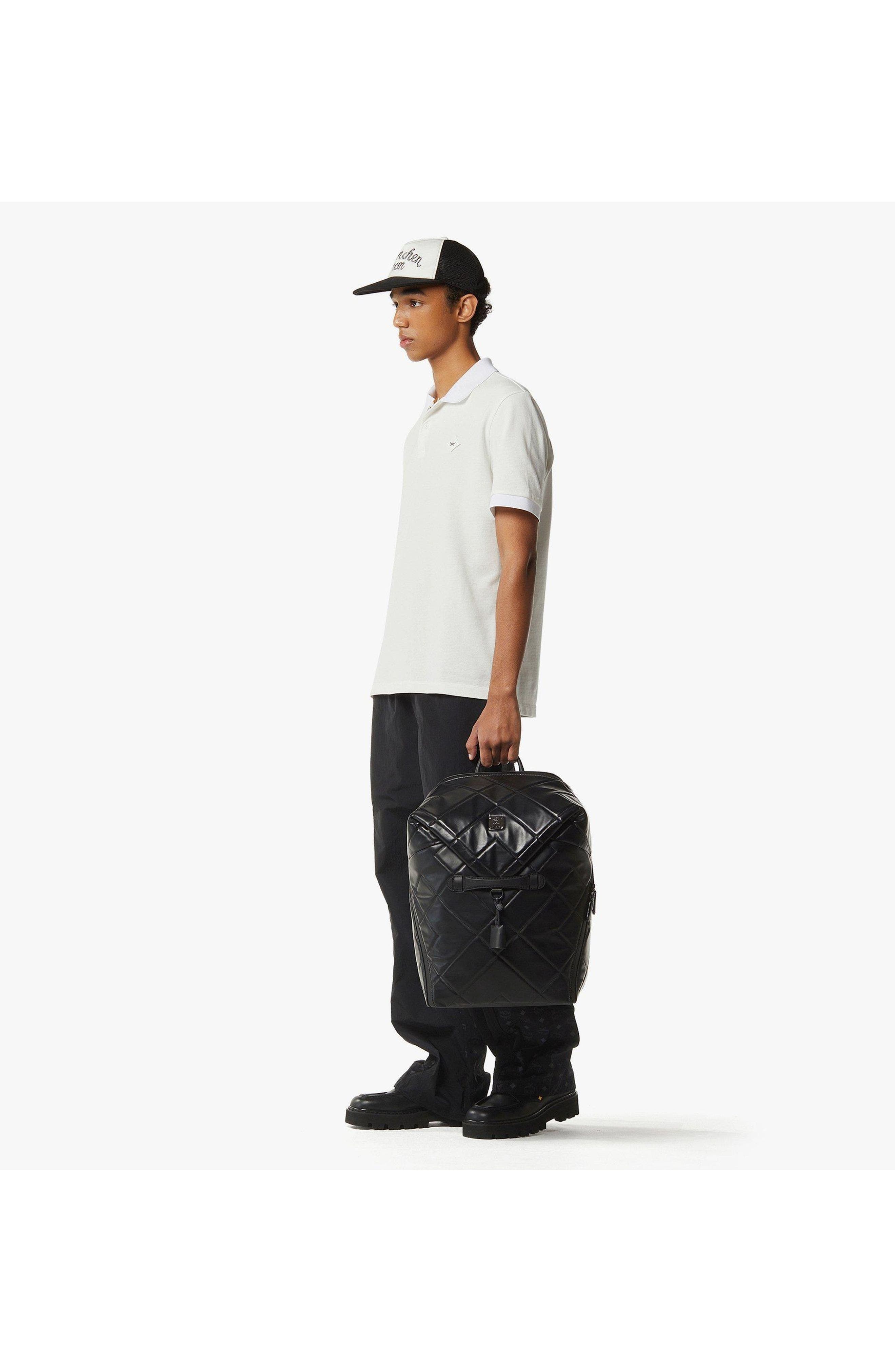 Aren Backpack in Diamond Quilted Leather, Alternate, color, Black