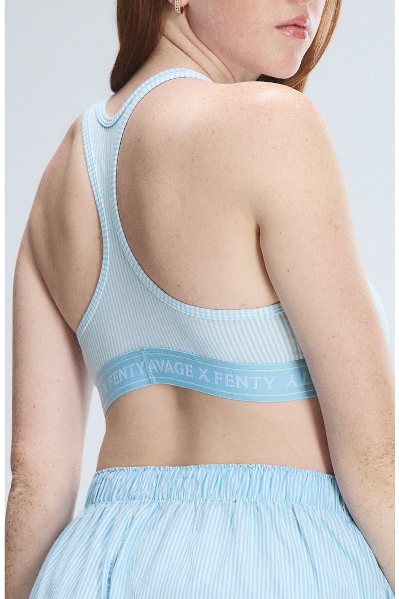 Stretch Cotton Essentials Bralette, Alternate, color, BEACHY BLUE LINE BY LINE PRINT