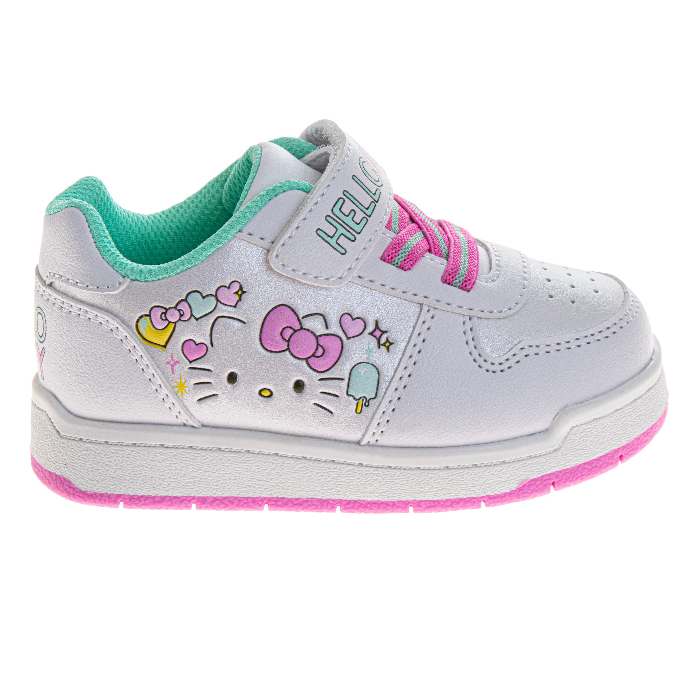 Hello Kitty Sanrio Hello Kitty Sneakers for Girls  Velcro Easy SlipOn Casual Comfort, Alternate, color, White
