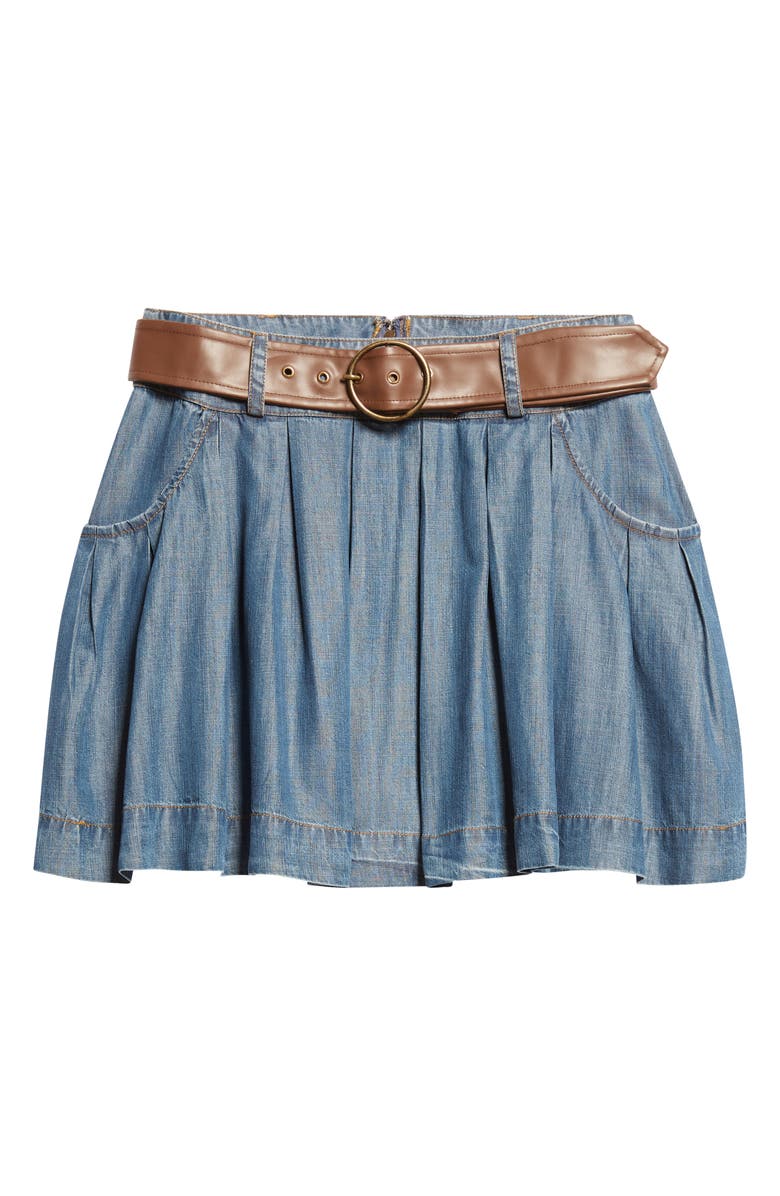 Ramy Brook Owen Belted Chambray Miniskirt, Alternate, color, Chambray