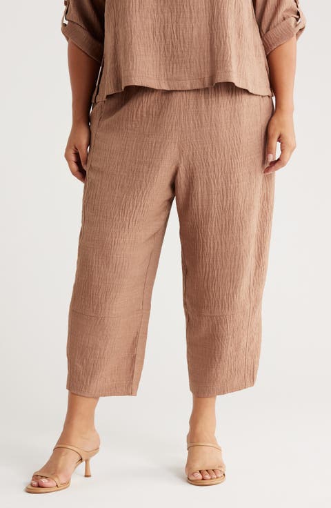 Texture Barrel Pants (Plus)
