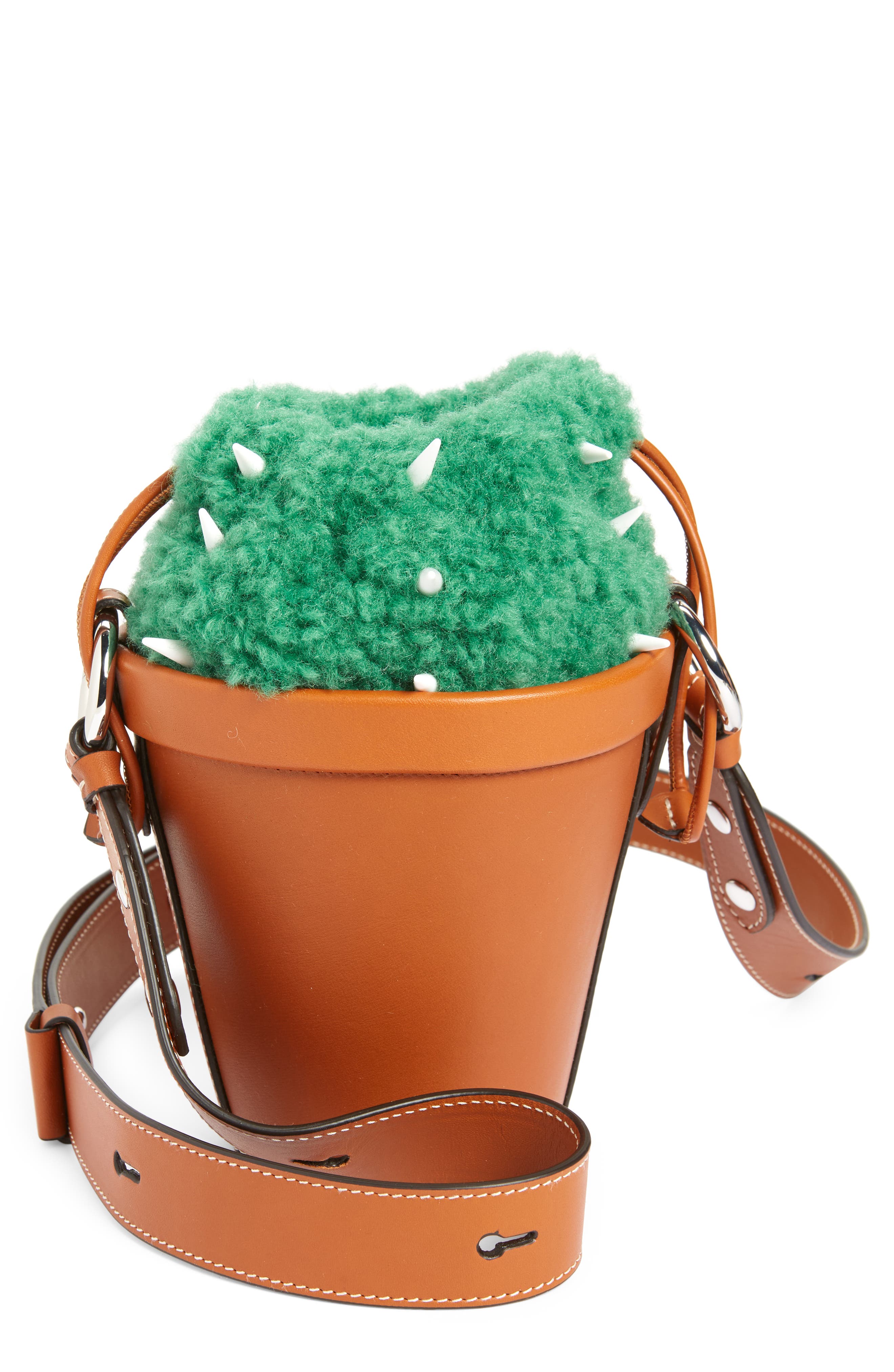 Maison Margiela Cactus Leather & Faux Fur Bucket Bag, Main, color, 