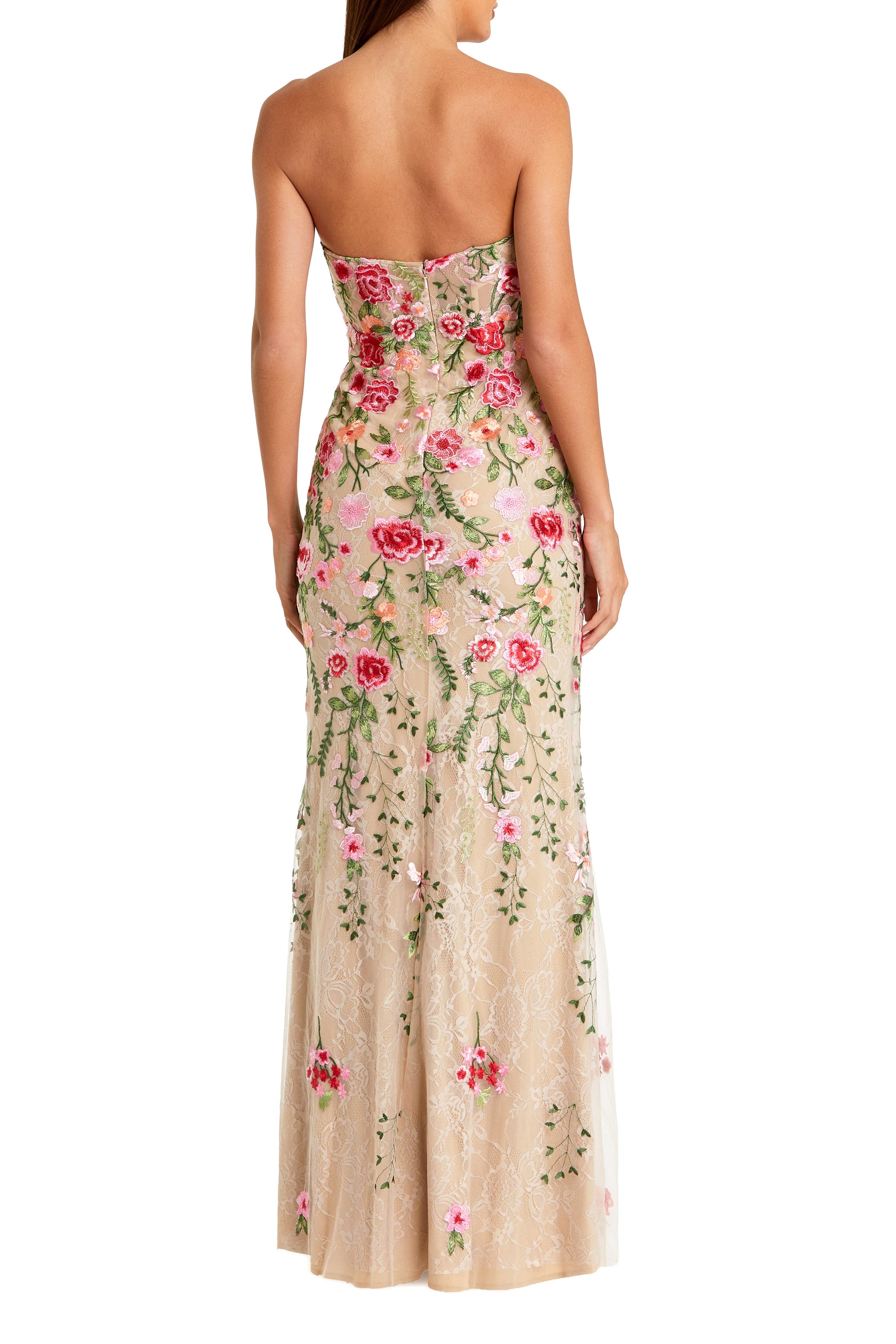 Floral Embroidered Strapless Bustier Gown - image 2